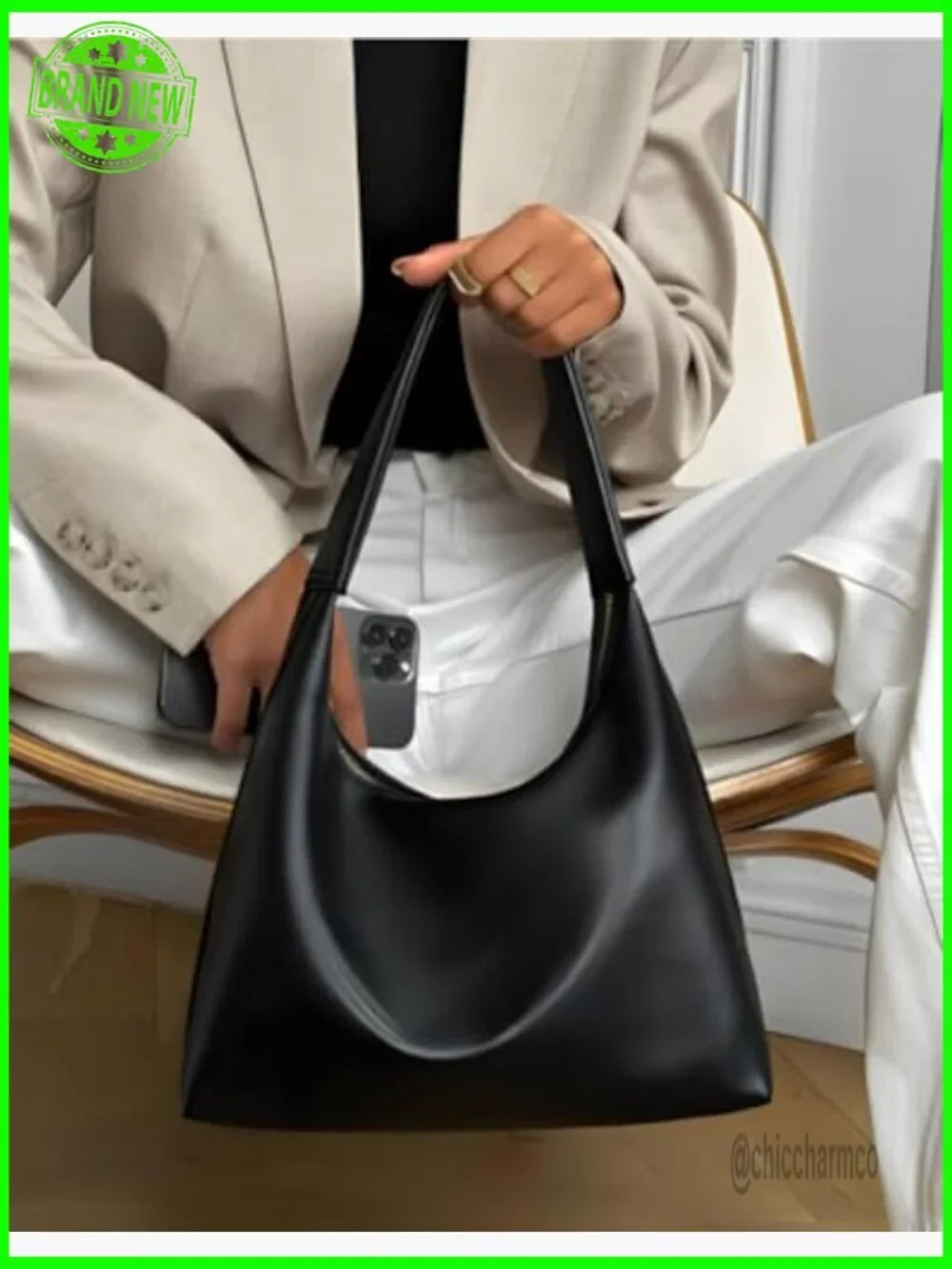 Slouchy PU Leather Hobo Bag Crossbody Shoulder Tote Purse